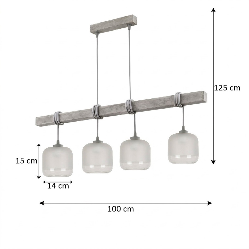 BRILAGI - Kaabliga ripplamp WOOD GLASS 4xE27/60W/230V männipuit/hall/valge