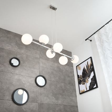 Brilagi - kaabliga ripplühter MALONY 6xE14/20W/230V läikiv kroom