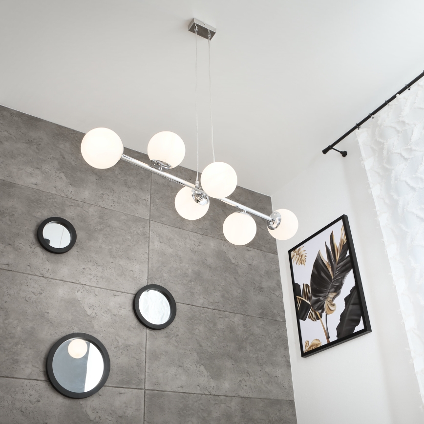 Brilagi - kaabliga ripplühter MALONY 6xE14/20W/230V läikiv kroom