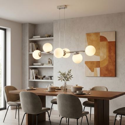 Brilagi - kaabliga ripplühter MALONY 6xE14/20W/230V läikiv kroom