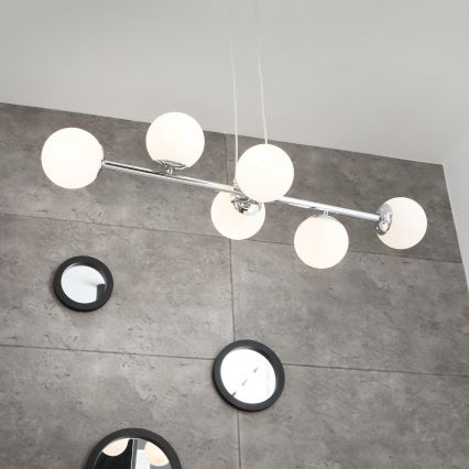 Brilagi - kaabliga ripplühter MALONY 6xE14/20W/230V läikiv kroom