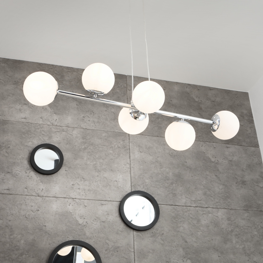 Brilagi - kaabliga ripplühter MALONY 6xE14/20W/230V läikiv kroom