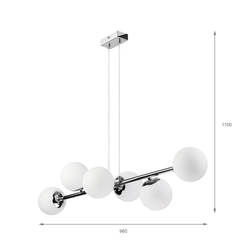 Brilagi - kaabliga ripplühter MALONY 6xE14/20W/230V läikiv kroom