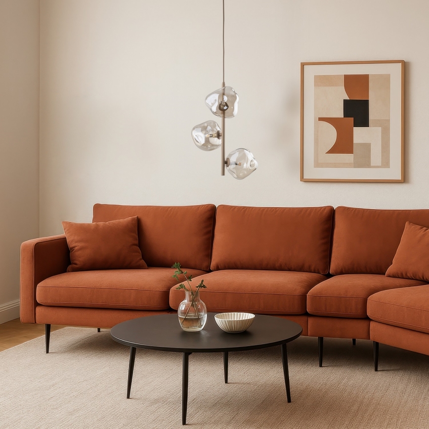 Brilagi - Kaabliga ripplühter VULCANO 3xG9/8W/230V beež/suitsune beež