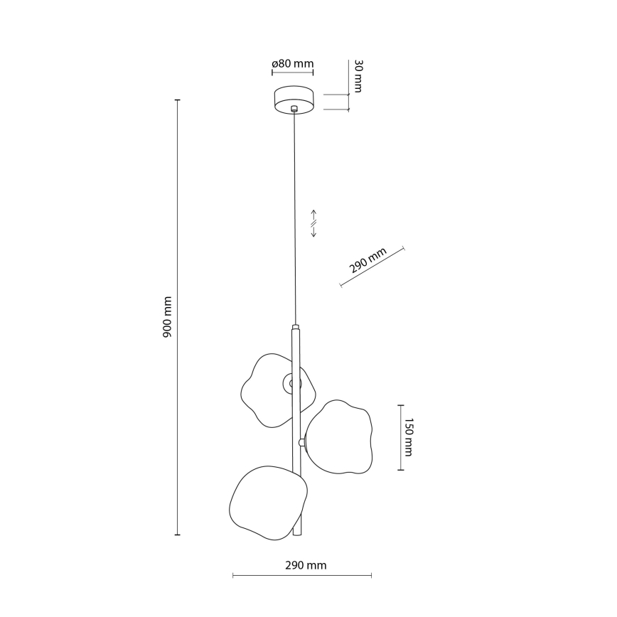 Brilagi - Kaabliga ripplühter VULCANO 3xG9/8W/230V beež/suitsune beež
