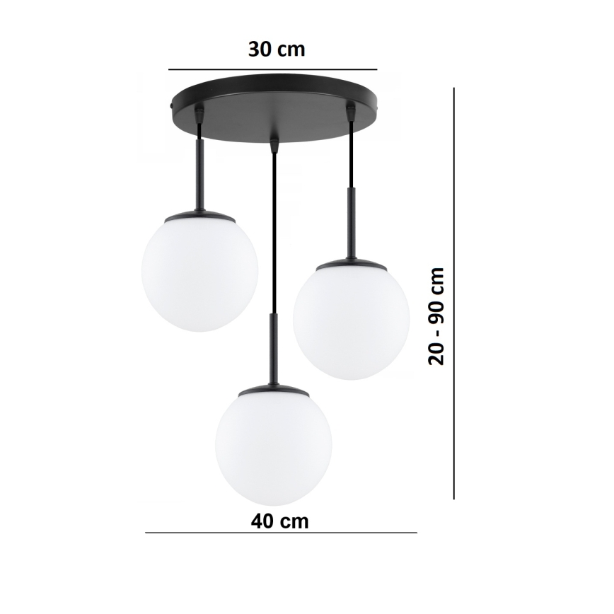 BRILAGI - kaabliga rippuv lühter MILO 3xE27/60W/230V must