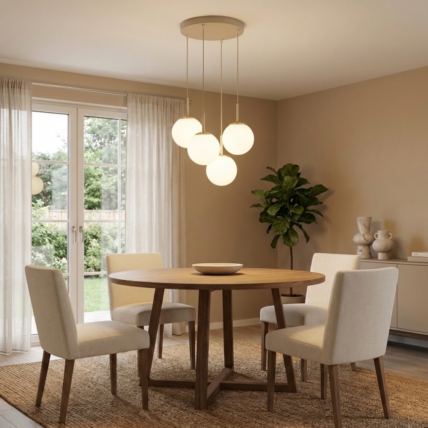 Brilagi - Kaabliga rippvalgusti 4xE27/60W/230V beež/kuldne