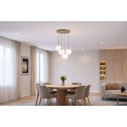 Brilagi - Kaabliga rippvalgusti 4xE27/60W/230V beež/kuldne