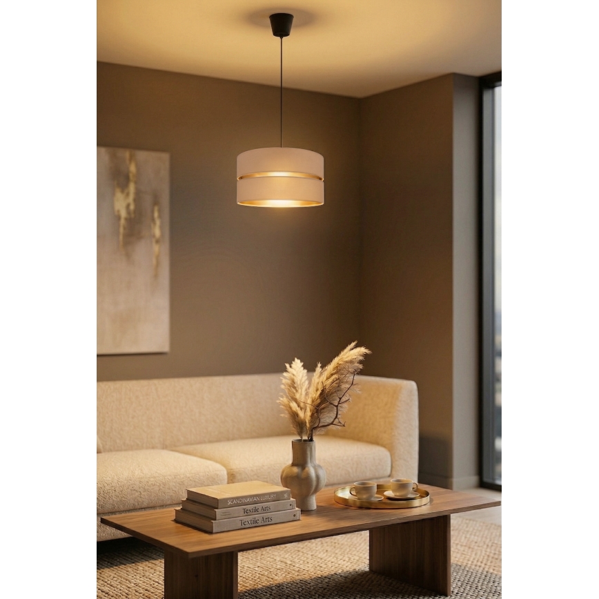 Brilagi - Kaabliga rippvalgusti DUO-DUO 1xE27/60W/230V, läbimõõt 40 cm, beež/kuldne