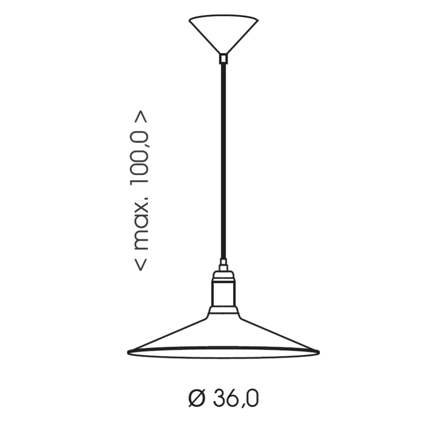 Brilagi - kaabliga rippvalgusti FORGE 1xE27/60W/230V, läbimõõt 36 cm, must