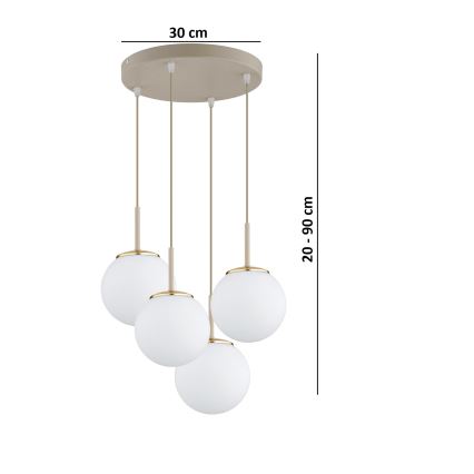Brilagi - Kaabliga rippvalgusti MILO ECRU 4xE27/60W/230V beež/kuldne