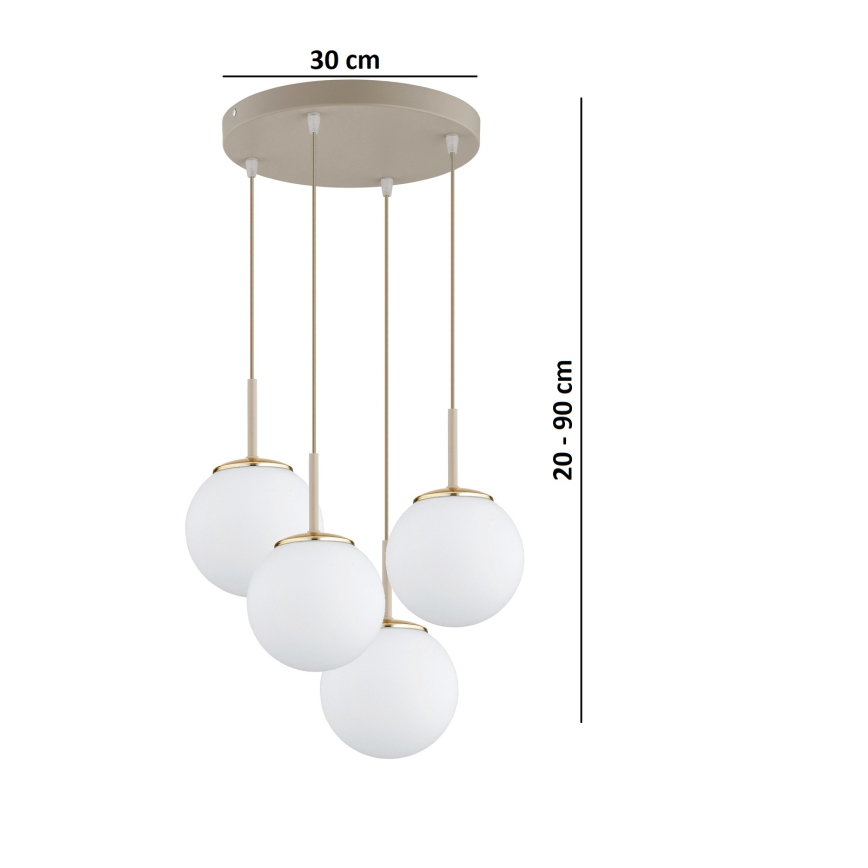 Brilagi - Kaabliga rippvalgusti MILO ECRU 4xE27/60W/230V beež/kuldne