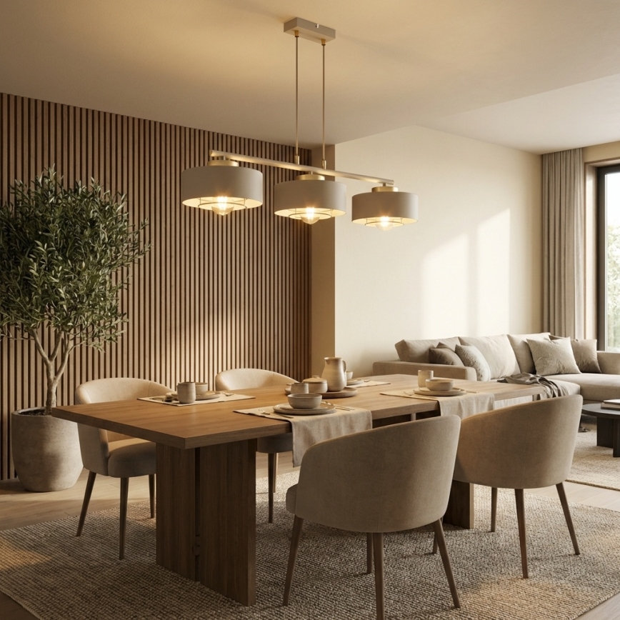 Brilagi - Kaabliga rippvalgusti SPRING 3xE27/60W/230V beež/kuldne