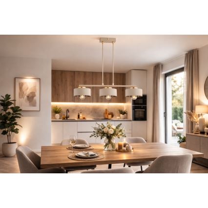 Brilagi - Kaabliga rippvalgusti SPRING 3xE27/60W/230V beež/kuldne