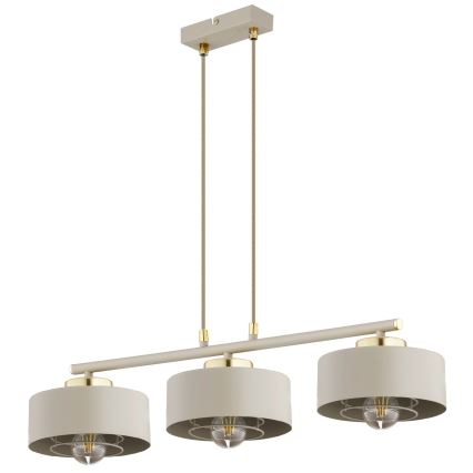 Brilagi - Kaabliga rippvalgusti SPRING 3xE27/60W/230V beež/kuldne
