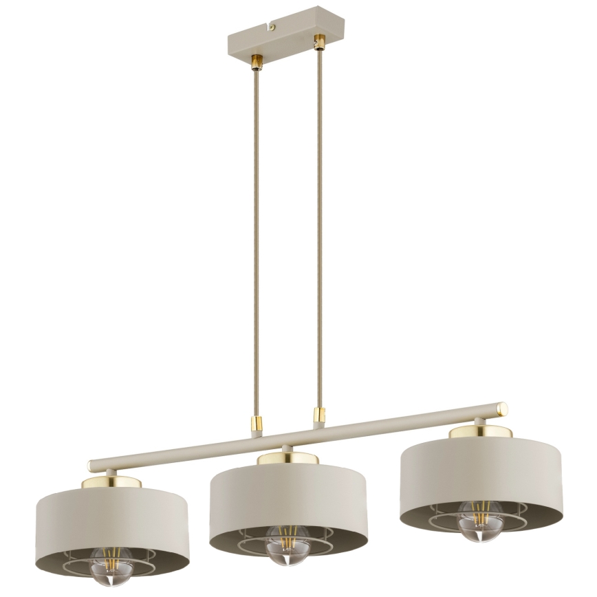Brilagi - Kaabliga rippvalgusti SPRING 3xE27/60W/230V beež/kuldne