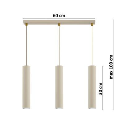Brilagi - Kaabliga rippvalgusti TUBE 3xGU10/15W/230V beež/kuldne