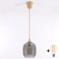 BRILAGI - kaabliga riputatav LED-lühter RETRO GLASS 1xE27/60W/230V läbimõõt 14 cm beež/suitsuhall