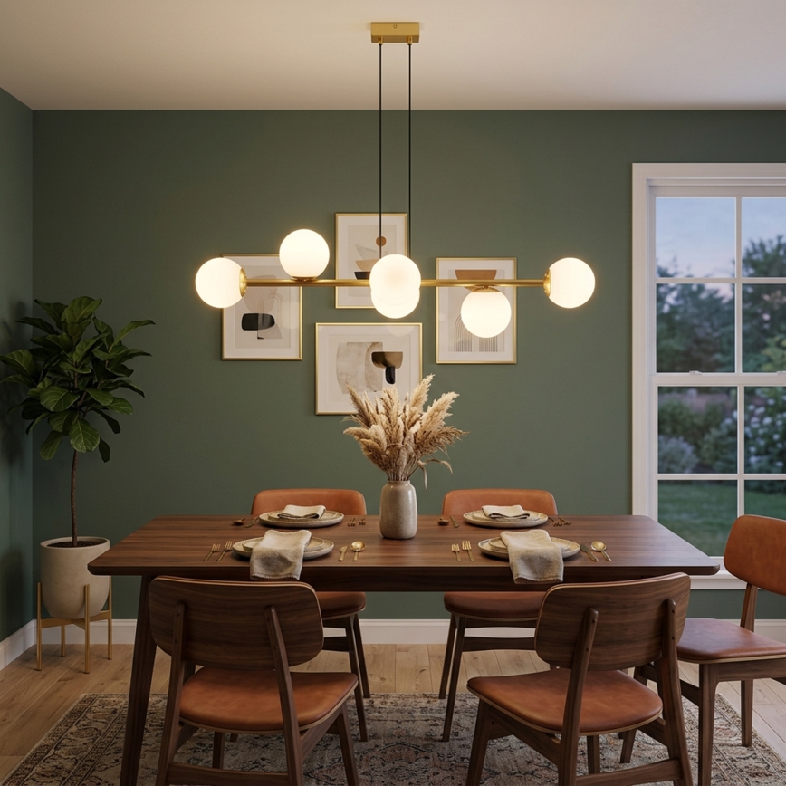 Brilagi - kaabliga riputatav lühter MALONY 6xE14/20W/230V kuldne