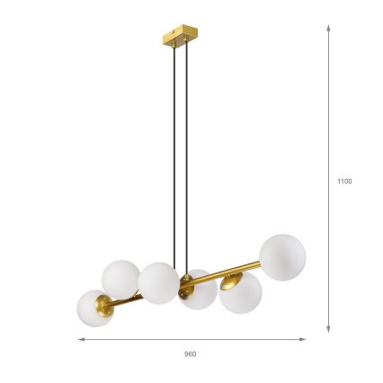 Brilagi - kaabliga riputatav lühter MALONY 6xE14/20W/230V kuldne