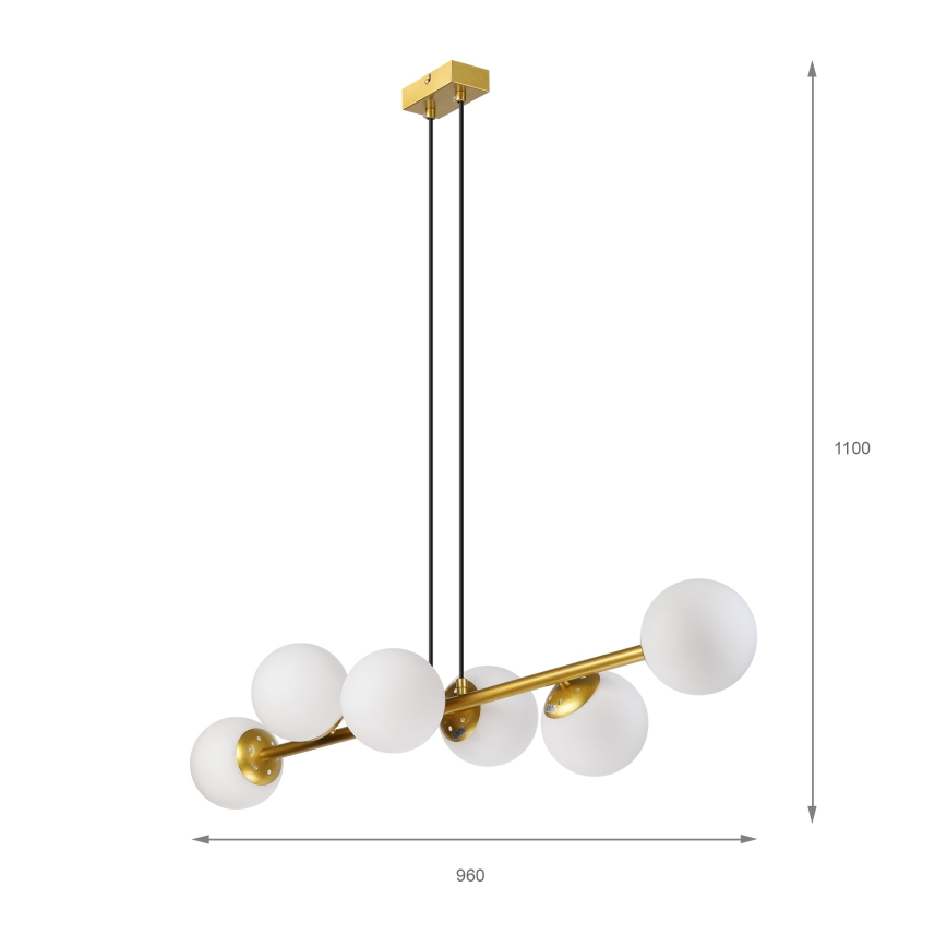Brilagi - kaabliga riputatav lühter MALONY 6xE14/20W/230V kuldne