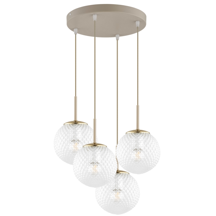 Brilagi - Kaabliga riputatav lühter STELLA 4xE27/60W/230V beež/kuldne