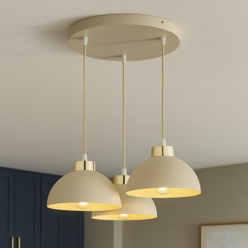 Brilagi - kaablil rippuv lühter MOON 3xE27/60W/230V, beež/kuldne