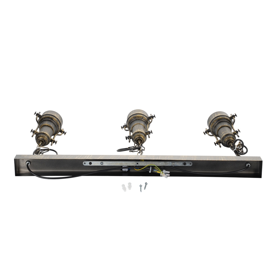 Brilagi - ketiga kroonlühter PYRONIC 3xE27/40W/230V pronks/patina