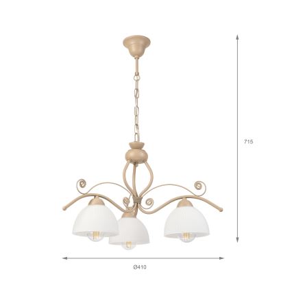 Brilagi - Ketiga lühter ANTICO MODERN 3xE27/60W/230V beež