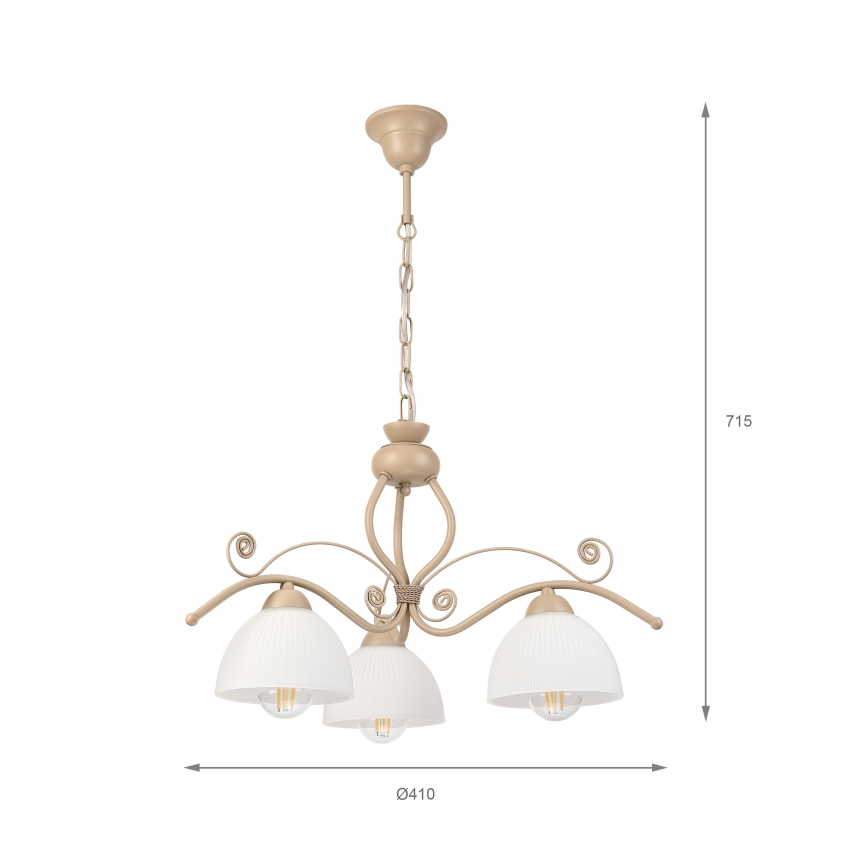 Brilagi - Ketiga lühter ANTICO MODERN 3xE27/60W/230V beež