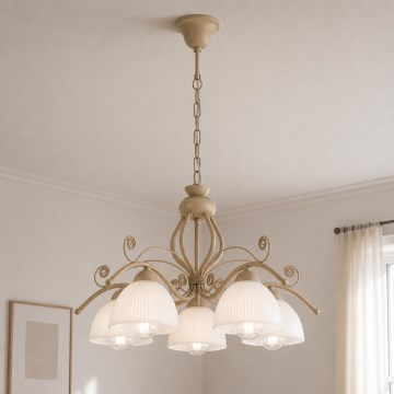 Brilagi - ketiga lühter ANTICO MODERN 5xE27/60W/230V beež