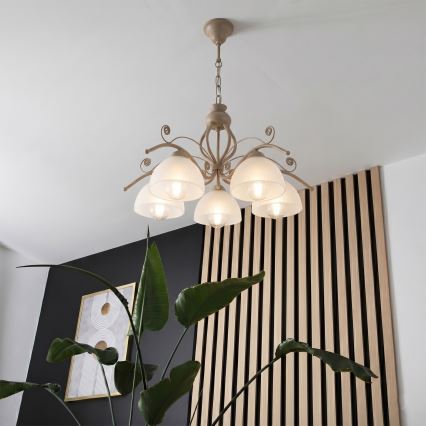 Brilagi - ketiga lühter ANTICO MODERN 5xE27/60W/230V beež