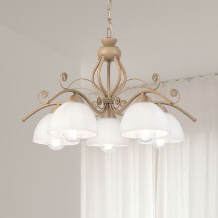 Brilagi - ketiga lühter ANTICO MODERN 5xE27/60W/230V beež