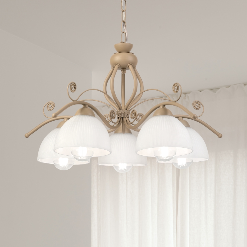 Brilagi - ketiga lühter ANTICO MODERN 5xE27/60W/230V beež