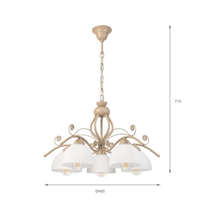 Brilagi - ketiga lühter ANTICO MODERN 5xE27/60W/230V beež