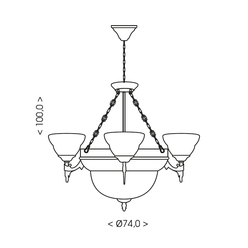 Brilagi - ketiga lühter DAHLIA 6xE27/40W/230V, läbimõõt 74 cm, messing