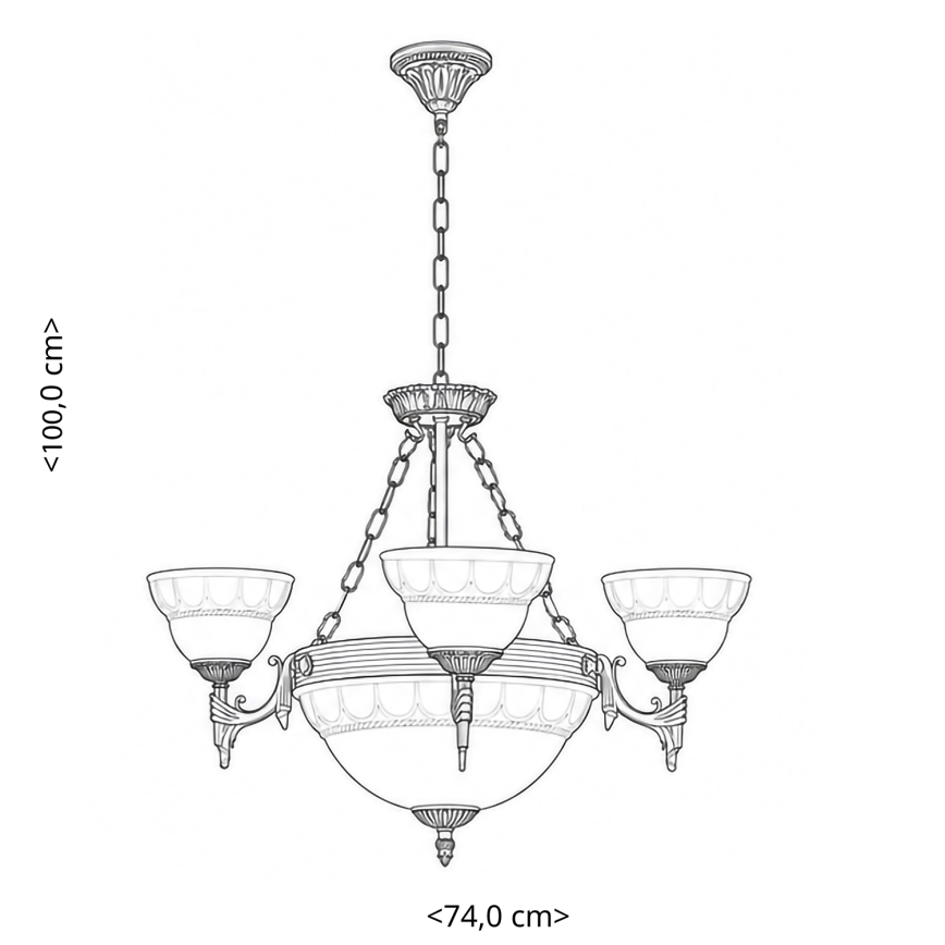BRILAGI - ketiga lühter DAHLIA 6xE27/40W/230V, läbimõõt 74 cm, messing