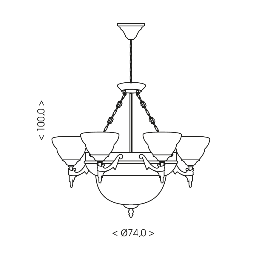Brilagi - ketiga lühter DAHLIA 9xE27/40W/230V Ø 74 cm messing