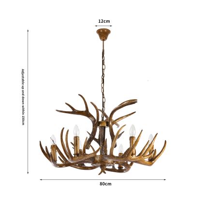 Brilagi - ketiga lühter DEER 6xE14/10W/230V, läbimõõt 80 cm