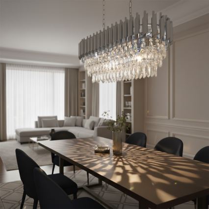 Brilagi - Ketiga lühter ECLIPSE 10xE14/10W/230x 78x28 cm hõbedane