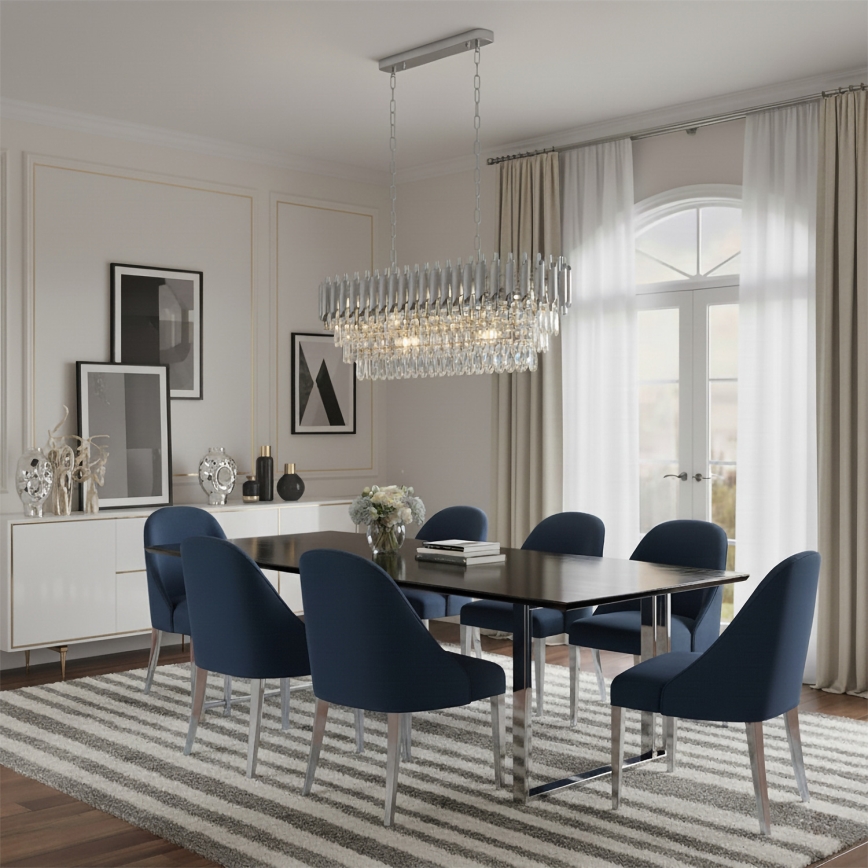 Brilagi - Ketiga lühter ECLIPSE 10xE14/10W/230x 78x28 cm hõbedane