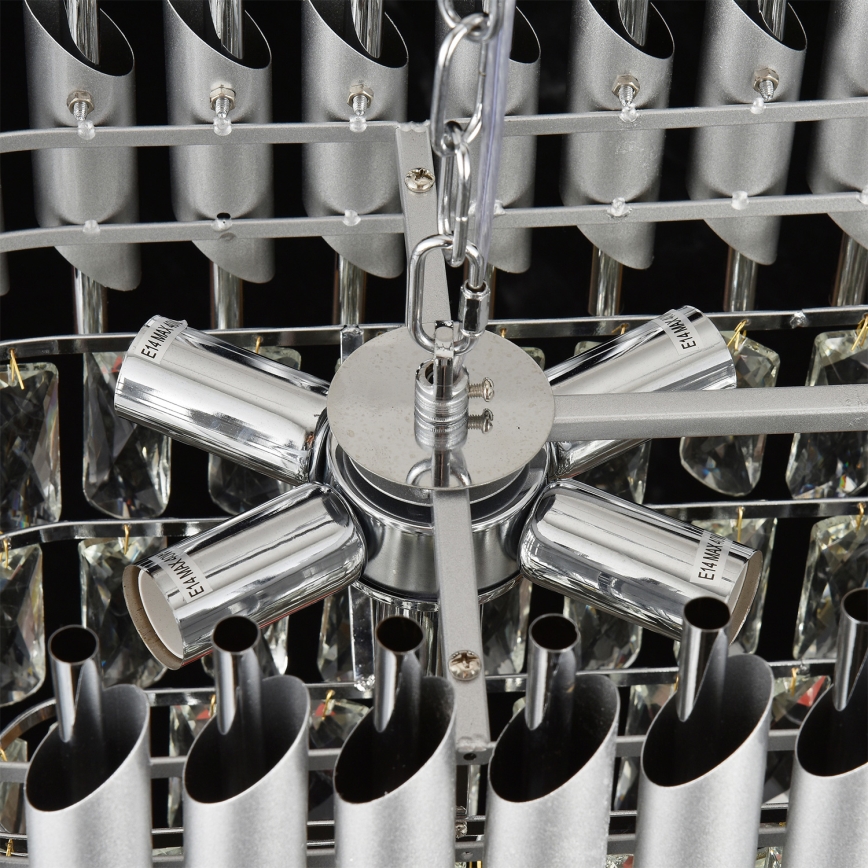 Brilagi - Ketiga lühter ECLIPSE 10xE14/10W/230x 78x28 cm hõbedane