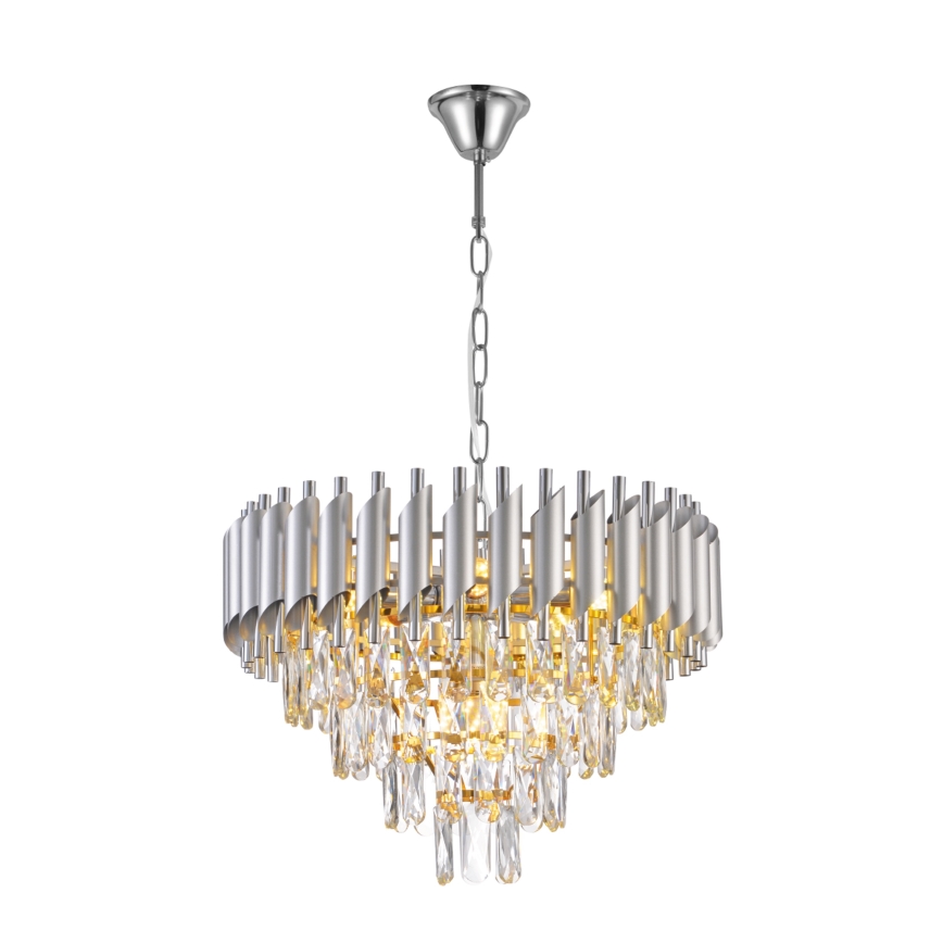 Brilagi - ketiga lühter ECLIPSE 7xE14/10W/230V läbimõõt 48 cm hõbedane