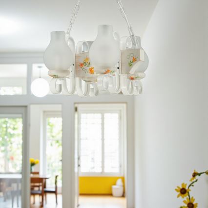 Brilagi - Ketiga lühter QUEEN 4xE14/40W/230V pöök/kreemjas