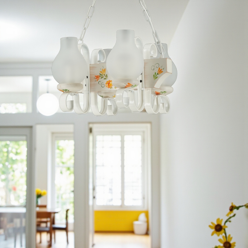 Brilagi - Ketiga lühter QUEEN 4xE14/40W/230V pöök/kreemjas