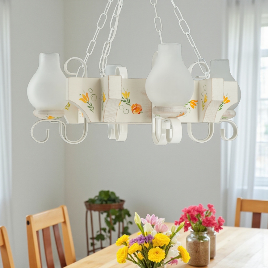 Brilagi - ketiga lühter QUEEN 4xE14/40W/230V pöök/kreemjas