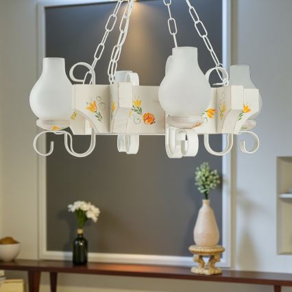 Brilagi - ketiga lühter QUEEN 4xE14/40W/230V pöök/kreemjas