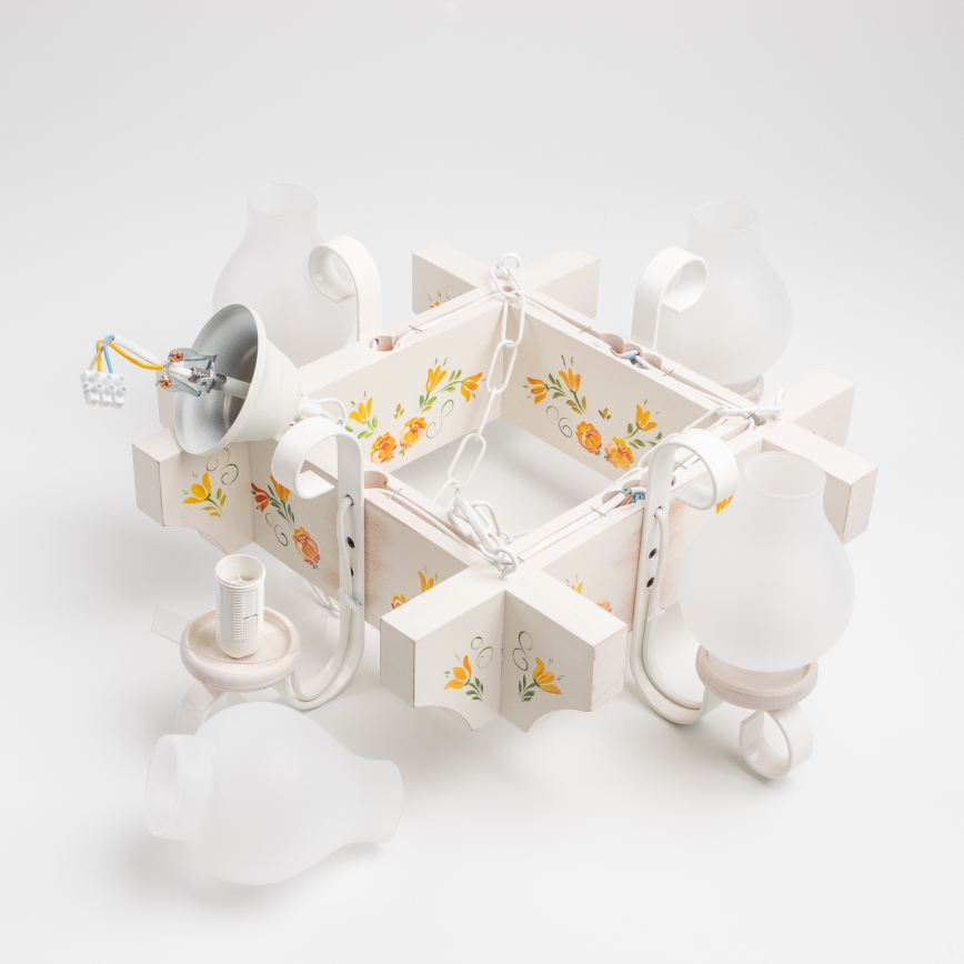 Brilagi - ketiga lühter QUEEN 4xE14/40W/230V pöök/kreemjas