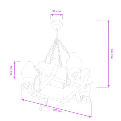Brilagi - ketiga lühter QUEEN 4xE14/40W/230V pöök/kreemjas