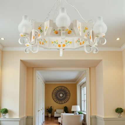 Brilagi - Ketiga lühter QUEEN 6xE14/40W/230V pöök/kreemjas